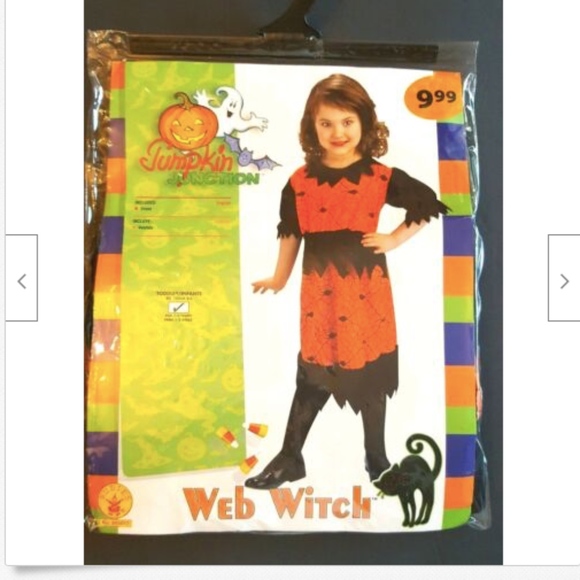 Toddler Halloween Dress Costume Web Witch Orange - Picture 2 of 7